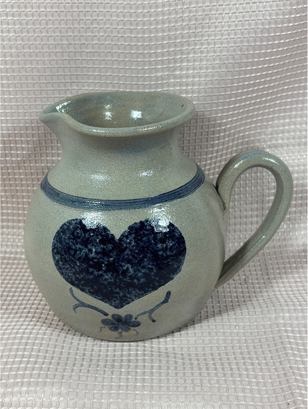 291 - vintage handcrafted stoneware pitcher produced by Ellis Production Pottery